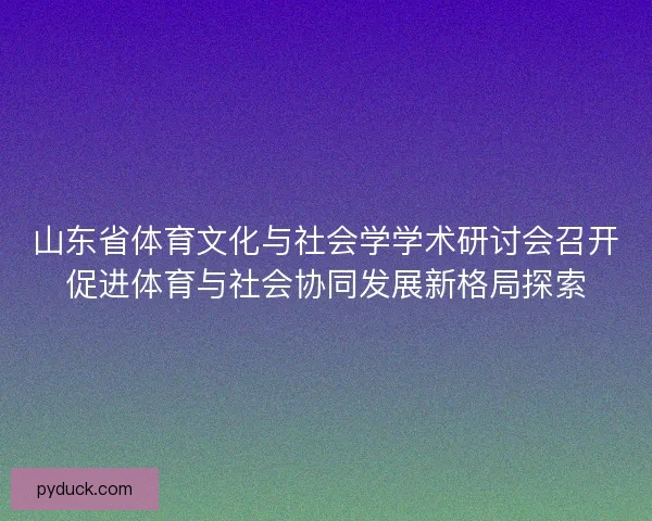 山东省体育文化与社会学学术研讨会召开促进体育与社会协同发展新格局探索