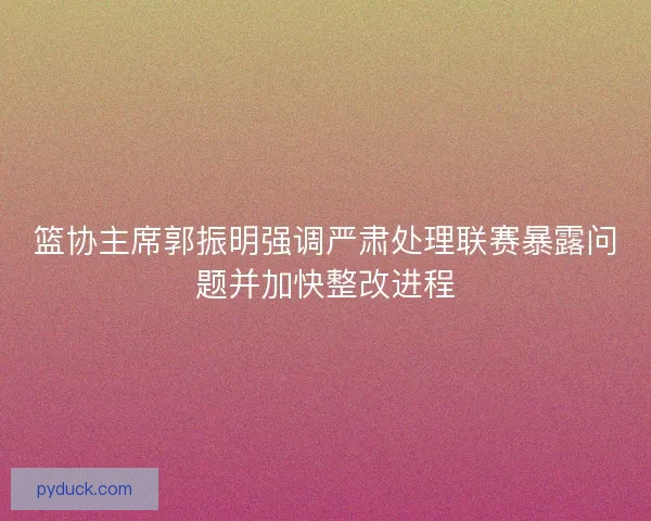 篮协主席郭振明强调严肃处理联赛暴露问题并加快整改进程